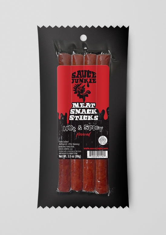 Hot & Spicy Meat Snack Sticks – Sauce Junkie Hot & Spicy Meat Snack Sticks – Sauce Junkie